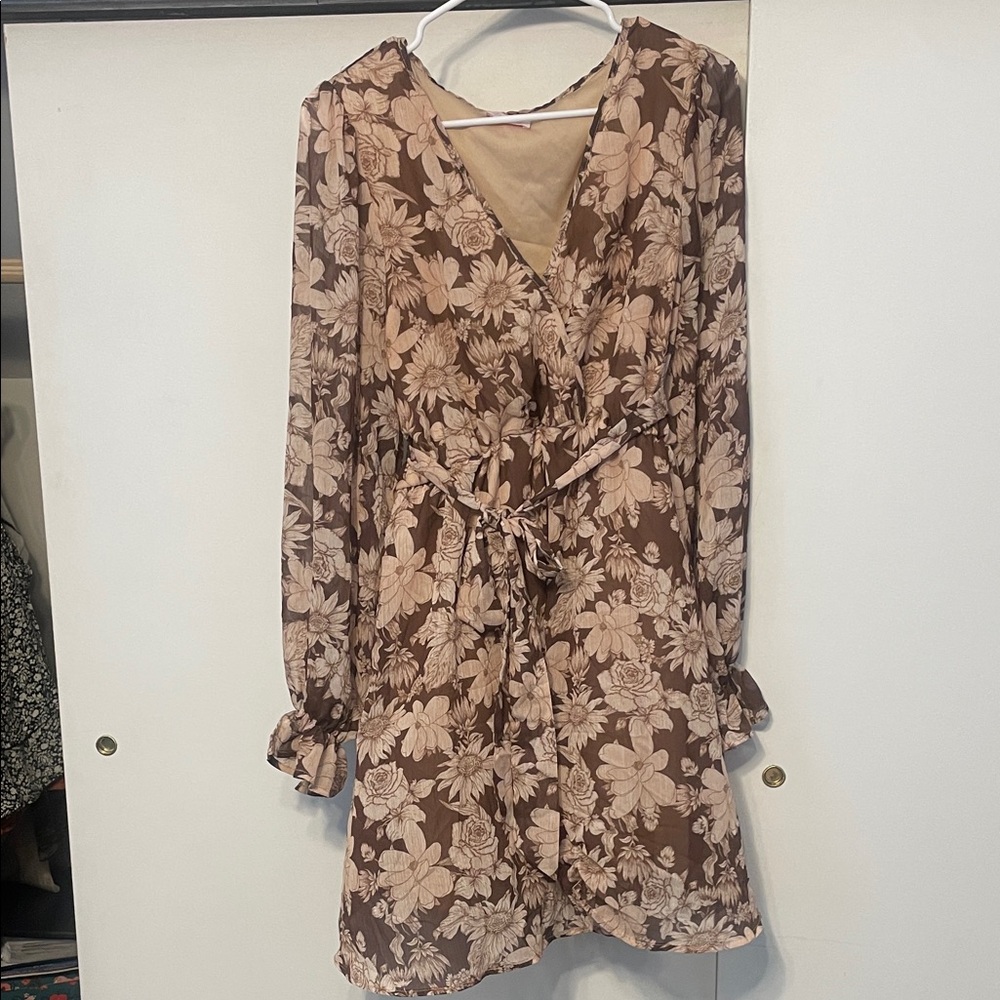 Pink Lily Floral Long Sleeve Dress